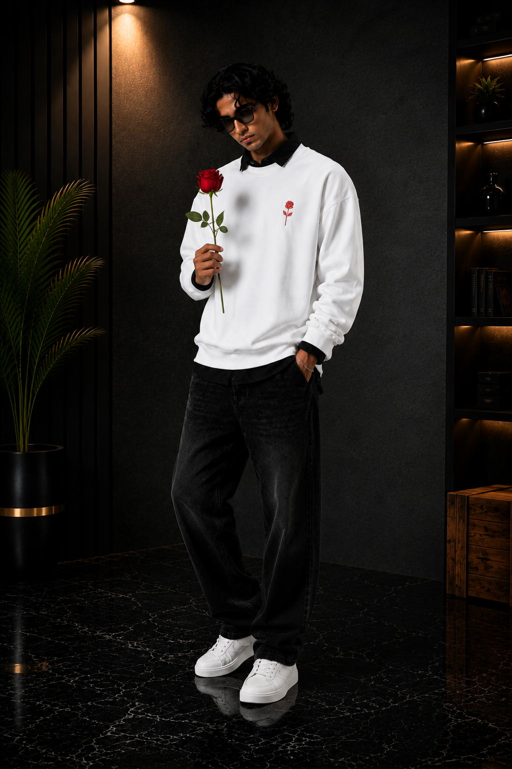 X Premium Rose Embroidered T-Shirt